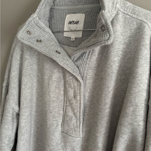 Aerie Getaway Quarter Snap Sweatshirt, Heather Gray, S - Picture 3 of 4